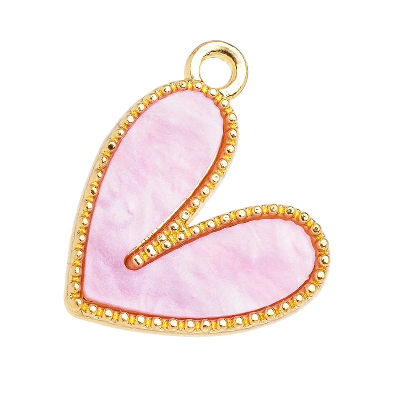 20Pcs Golden Love Heart Charm Pendant for DIY Jewelry Making