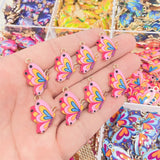 20Pcs Enamel Butterfly Pendant Golden Charm For Jewelry Making
