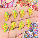 20Pcs Enamel Butterfly Pendant Golden Charm For Jewelry Making