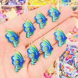 20Pcs Enamel Butterfly Pendant Golden Charm For Jewelry Making