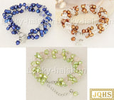 Baroque Navy Coffee Green Pearls Crystal Beaded Bracelet