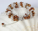 Baroque Navy Coffee Green Pearls Crystal Beaded Bracelet