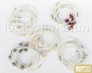10Pcs 11mm Pink Gray Wine Red Pearls Leather Bracelet