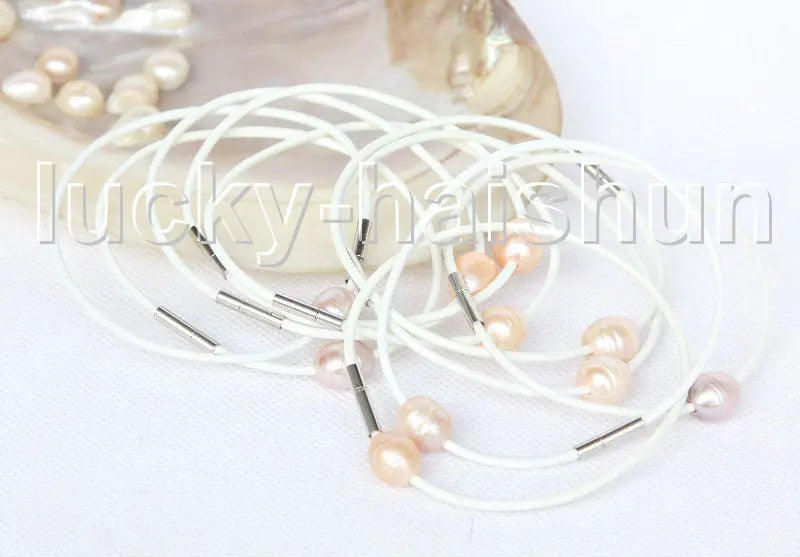 10Pcs 11mm Pink Gray Wine Red Pearls Leather Bracelet