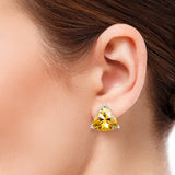 925 Silver Citrine Triangle Earrings for Women