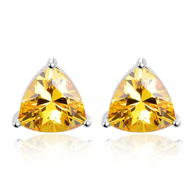 925 Silver Citrine Triangle Earrings for Women