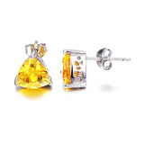 925 Silver Citrine Triangle Earrings for Women