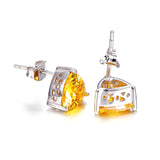 925 Silver Citrine Triangle Earrings for Women