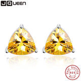 925 Silver Citrine Triangle Earrings for Women
