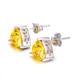 925 Silver Citrine Triangle Earrings for Women