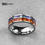8MM Tungsten Carbide Ring Shell Wood Grain Inlay Size 7-12