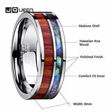 8MM Tungsten Carbide Ring Shell Wood Grain Inlay Size 7-12