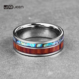 8MM Tungsten Carbide Ring Shell Wood Grain Inlay Size 7-12