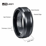 8mm Tungsten Carbide Men's Ring Brushed Center Beveled Edge Comfort Fit