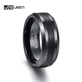 8mm Tungsten Carbide Men's Ring Brushed Center Beveled Edge Comfort Fit