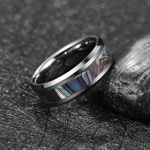 8mm Tungsten Carbide Ring Wedding Band Abalone Shell Inlay Men's Ring T231R