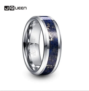 JQUEEN 8mm Tungsten Carbide Steel Inlaid Lapis Lazuli Men's Ring
