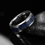 JQUEEN 8mm Tungsten Carbide Steel Inlaid Lapis Lazuli Men's Ring