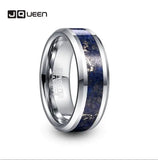 JQUEEN 8mm Tungsten Carbide Steel Inlaid Lapis Lazuli Men's Ring