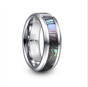 8mm Tungsten Carbide Ring with Abalone Shell Inlay