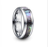 8mm Tungsten Carbide Ring with Abalone Shell Inlay