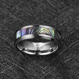 8mm Tungsten Carbide Ring with Abalone Shell Inlay