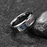8mm Tungsten Carbide Ring with Abalone Shell Inlay