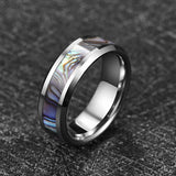 8mm Tungsten Carbide Ring with Abalone Shell Inlay