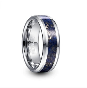 8mm Tungsten Carbide Ring with Lapis Lazuli Inlay
