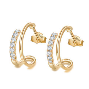 925 Silver Diamond Zircon Earrings Ear Studs