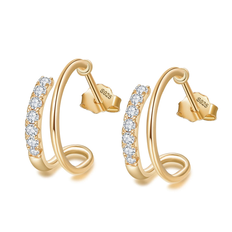 925 Silver Diamond Zircon Earrings Ear Studs