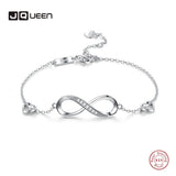 925 Silver Infinity Symbol Zircon Bracelet Heart Jewelry