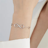 925 Silver Infinity Symbol Zircon Bracelet Heart Jewelry