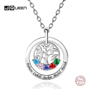 925 Silver Necklace 5 Birthstones 5 Names Women's Birthday Gift