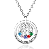 925 Silver Necklace 5 Birthstones 5 Names Women's Birthday Gift