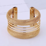 Alloy Wide Spring Cuff Bracelet Women Jewelry