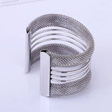 Alloy Wide Spring Cuff Bracelet Women Jewelry