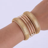 Alloy Wide Spring Cuff Bracelet Women Jewelry