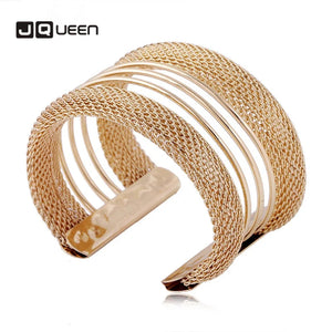 Alloy Wide Spring Cuff Bracelet Women Jewelry