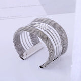 Alloy Wide Spring Cuff Bracelet Women Jewelry