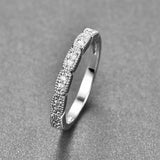 Geometric Crystal Silver Ring Wedding Bands Jewelry