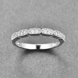 Geometric Crystal Silver Ring Wedding Bands Jewelry