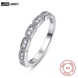Geometric Crystal Silver Ring Wedding Bands Jewelry