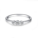 Silver Round CZ Ring For Women Weeding Bands Jewelry