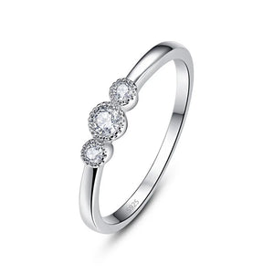Silver Round CZ Ring For Women Weeding Bands Jewelry