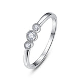 Silver Round CZ Ring For Women Weeding Bands Jewelry