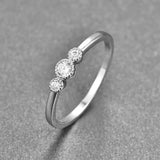 Silver Round CZ Ring For Women Weeding Bands Jewelry