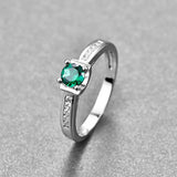 Green CZ Ring Personality Geometry Crystal Finger Ring For Women Wedding Jewerly