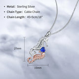 Sapphire Seahorse 925 Silver Choker Necklace with Rose Zircon