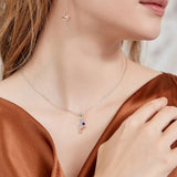 Sapphire Seahorse 925 Silver Choker Necklace with Rose Zircon